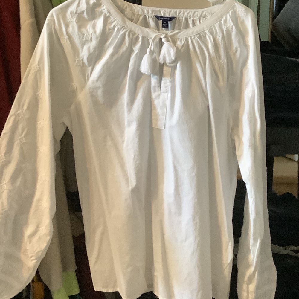 Nautica White Blouse‎ with Tassel Detail